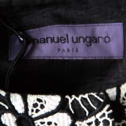 Emanuel Ungaro Monochrome Floral Macrame Lace Cape Style Jacket S