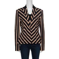 Emanuel Ungaro Multicolor Diagonal Striped Tailored Blazer L