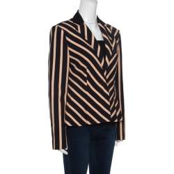 Emanuel Ungaro Multicolor Diagonal Striped Tailored Blazer L
