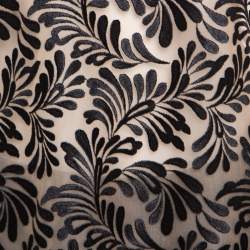 Emanuel Ungaro Black And Beige Foliage Embroidered Sleeveless Top L