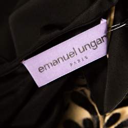 Emanuel Ungaro Black And Beige Foliage Embroidered Sleeveless Top L