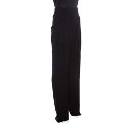 Emanuel Ungaro Black Pleat Front Straight Fit Trousers M