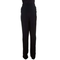 Emanuel Ungaro Black Pleat Front Straight Fit Trousers M
