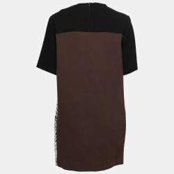 Emanuel Ungaro Textured Python Print Embellished Neck Detail Draped Shift Dress S