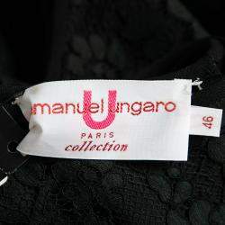 Emanuel Ungaro Collection Black Floral Lace Scalloped Hem Sleeveless Dress L