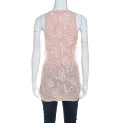 Emanuel Ungaro Pale Pink Floral Lace Overlay Tank Top L