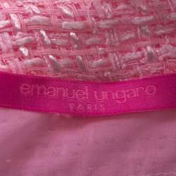 Emanuel Ungaro Pink Tweed Embellished Detail Top & Belted Jacket Set S
