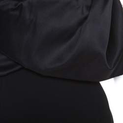 Emanuel Ungaro Black Silk Exaggerated Ruffle Shoulder Dress M