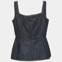 Pre Owned Emilia Wickstead Blue Apple Denim Bustier Top L