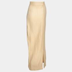 Pre Owned Emilia Wickstead Beige Textured Fabric Maxi Skirt M