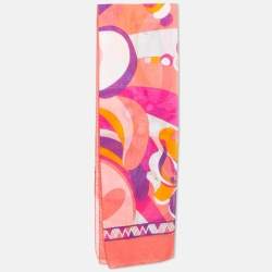 Pre Owned Emilio Pucci Pink Printed Cotton Scarf 