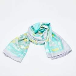 Emilio Pucci Mint Blue Printed Silk Shawl 