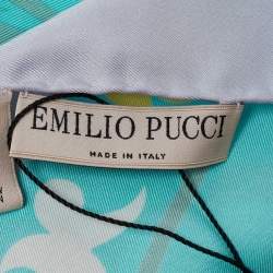 Emilio Pucci Mint Blue Printed Silk Shawl 