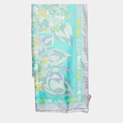 Emilio Pucci Mint Blue Printed Silk Shawl 