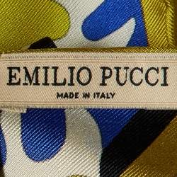 Emilio Pucci Lime/Blue Iride Print Silk Scarf