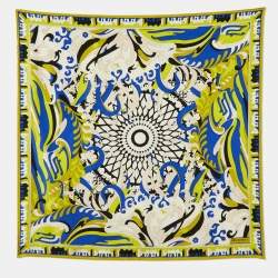 Emilio Pucci Lime/Blue Iride Print Silk Scarf