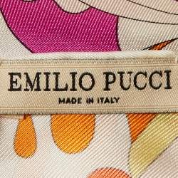 Emilio Pucci Orange/Pink Iride Print Silk Scarf
