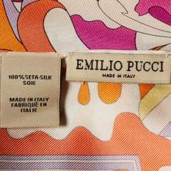 Emilio Pucci Orange/Pink Iride Print Silk Scarf