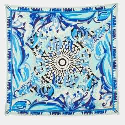 Emilio Pucci Blue Iride Print Silk Scarf