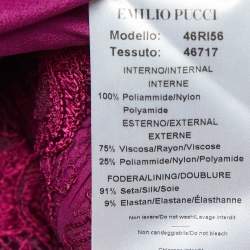 Pre Owned Emilio Pucci Pink Lace V-Neck Mini Dress M