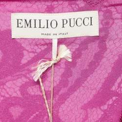 Pre Owned Emilio Pucci Pink Lace V-Neck Mini Dress M