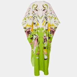 Emilio Pucci Pink/Green Platani Print Cotton Kaftan One Size