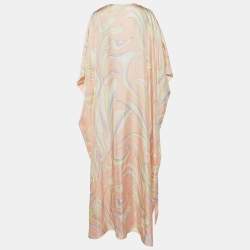 Emilio Pucci Peach Vortici Print Silk Kaftan One Size