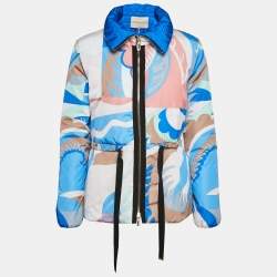Emilio Pucci Blue Fluilio Print Nylon Down Jacket S