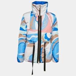 Emilio Pucci Blue Fluilio Print Nylon Down Jacket S