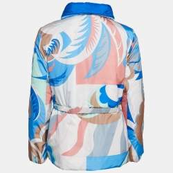Emilio Pucci Blue Fluilio Print Nylon Down Jacket S