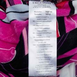 Pre Owned Emilio Pucci Pink/Multicolor Printed Velvet Jersey Pants M