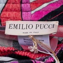 Pre Owned Emilio Pucci Pink/Multicolor Printed Velvet Jersey Pants M