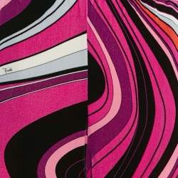 Pre Owned Emilio Pucci Pink/Multicolor Printed Velvet Jersey Pants M