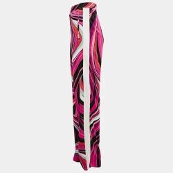 Pre Owned Emilio Pucci Pink/Multicolor Printed Velvet Jersey Pants M
