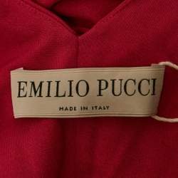Emilio Pucci Pink Jersey Stud Detail Ruched Maxi Dress M