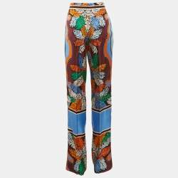 Emilio Pucci Multicolor Leaf Print Silk Tapered Trousers S