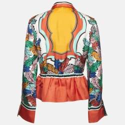 Emilio Pucci Multicolor Tropical Print Silk Button Front M