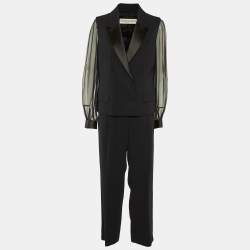 Emilio Pucci Black Crepe Double Breasted Pant Suit L