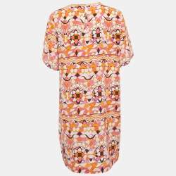Pre Owned Emilio Pucci Multicolor Printed Silk Shift Dress M