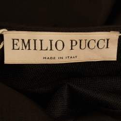 Pre Owned Emilio Pucci Black Printed Cotton Cutout Halter Neck Dress S