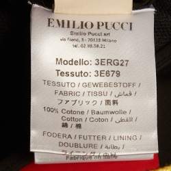 Pre Owned Emilio Pucci Black Printed Cotton Cutout Halter Neck Dress S