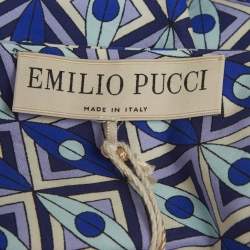 مملوكة مسبقً ا Emilio Pucci Blue Printed Cotton Tie-Up Crop Top S