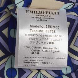 مملوكة مسبقًا Emilio Pucci Blue Printed Cotton Tie-Up Crop Top S