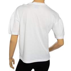 Pre Owned Emilio Pucci White Logo Printed Cotton Short Sleeve T-Shirt S