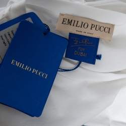 Pre Owned Emilio Pucci White Logo Printed Cotton Short Sleeve T-Shirt S