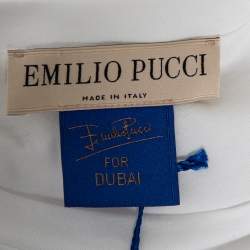 Pre Owned Emilio Pucci White Logo Printed Cotton Short Sleeve T-Shirt S