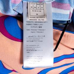 Pre Owned Emilio Pucci Multicolor Printed Rayon Tassel Detail Asymmetric Neck Maxi Dress S