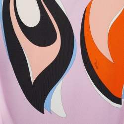 Pre Owned Emilio Pucci Pink Heliconia Print Silk Blouse & Trousers Set M