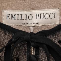 Pre Owned Emilio Pucci Black Embellished Lace Mini Dress M