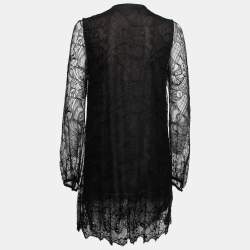 Pre Owned Emilio Pucci Black Embellished Lace Mini Dress M